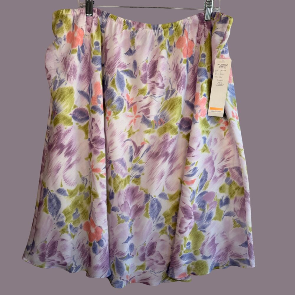 Vintage 90s Leslie Fay Floral Pullon Skirt NWT